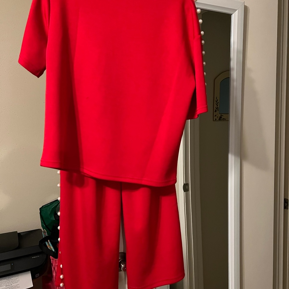 Women's Red Shirt/Pants Holiday Set